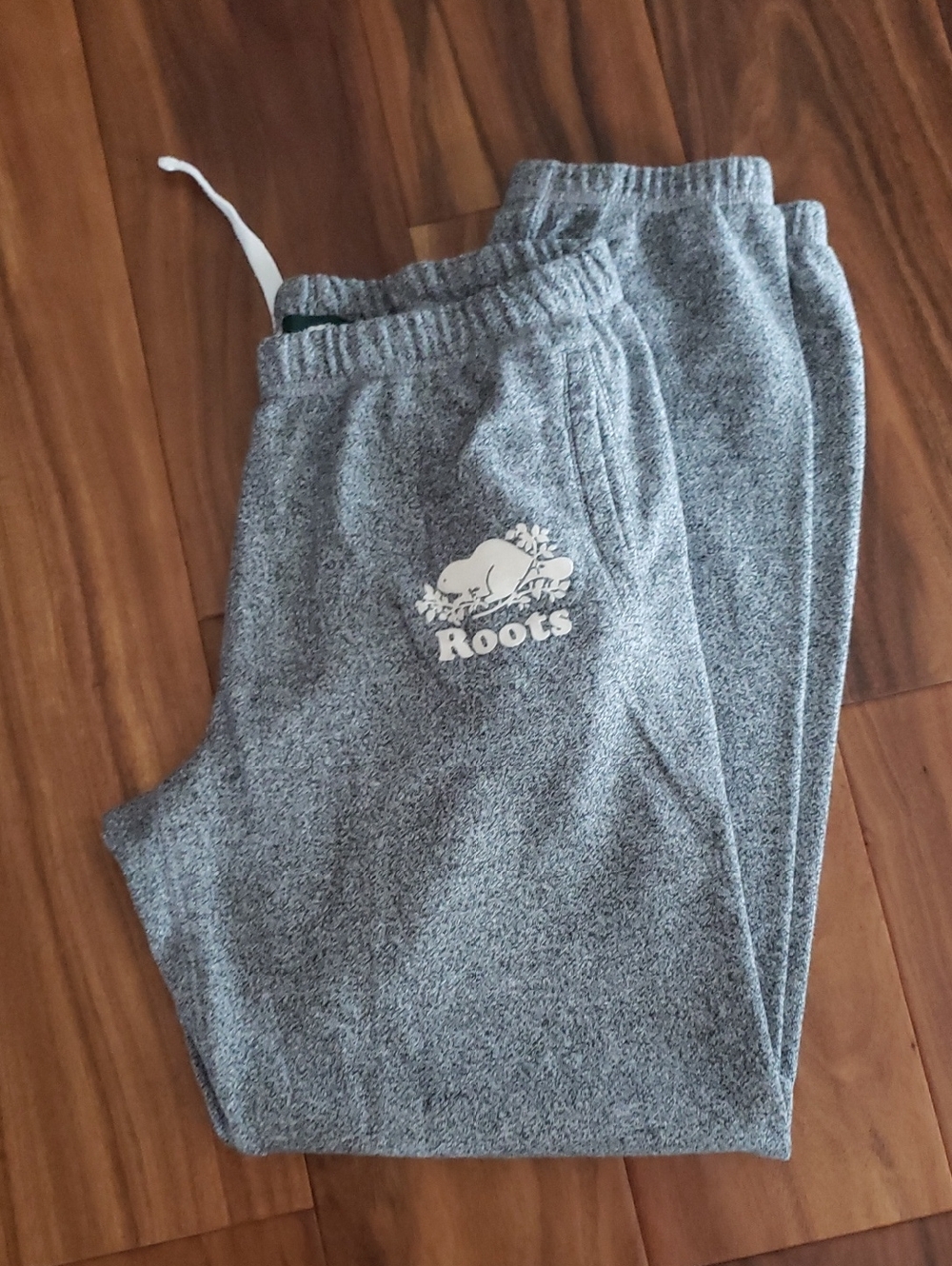 Roots Men's Heather Grey Sweatpants with White Logo